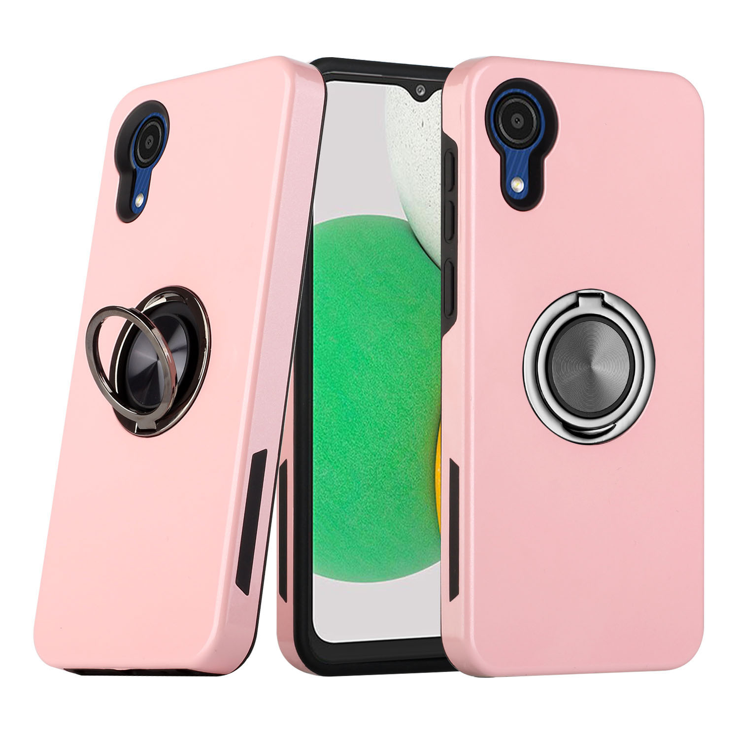 Dual Layer Armor Hybrid Stand Ring Case for Samsung A03 Core (Rose GOLD)